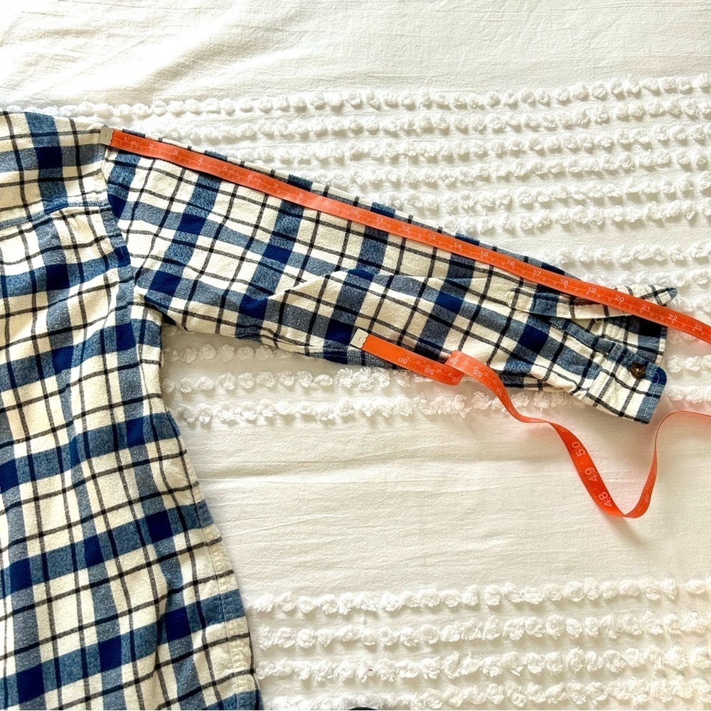 Hanna Andersson Women’s 100% Cotton Flannel Blue and Cream Button Down Sz M EUC - Picture 13 of 13